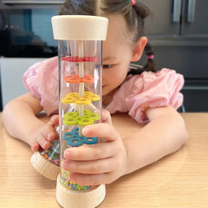 Wooden Rain Sound Tube Rainmaker Instrument - Hourglass Music Shaker Toy