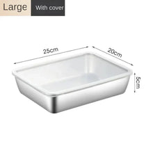 Load image into Gallery viewer, Thickened Square Plate Stainless Steel Rectangular Food Storage Pan With Lid Commercial Dish Tray Freshing Lunch Box Container