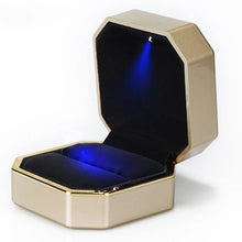 Load image into Gallery viewer, 1 Pcs LED Jewelry Ring Box Luxury Velvet Rubber Necklace Pendant Gifts Display With Light For Proposal Engagement Wedding Case