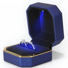 Load image into Gallery viewer, 1 Pcs LED Jewelry Ring Box Luxury Velvet Rubber Necklace Pendant Gifts Display With Light For Proposal Engagement Wedding Case