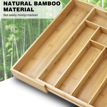 Load image into Gallery viewer, Wooden Bamboo Cutlery Tray,Kitchen Drawer Insert Large 6-8 Compartments, Utensil Holder Rack Organizer,for Home Office