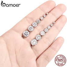 Load image into Gallery viewer, Bamoer CZ Stud Earrings 925 Sterling Silver Platinum Plated Round Cubic Zirconia Hypoallergenic Barbell Earrings 4-7mm