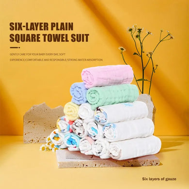 Soft Cotton Baby Towels Set - 5 PCs 30x30cm Bathing Face Washcloth Burp Cloth