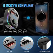 Load image into Gallery viewer, Bluetooth 5.0 Car FM Transmitter PD Type-C Dual USB Ambient Player Handsfree MP3 Charger Type-C Wireless Light PD QC3.0 Adapter