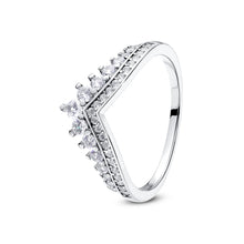 Load image into Gallery viewer, 925 Sterling Silver Rings For Women Original Crown Love Heart Wishbone Engagement Wedding Rose Gold Crystal Ring Luxury Jewelry