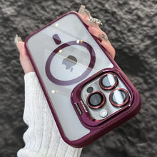 Load image into Gallery viewer, Luxury Magnetic Shockproof Phone Case For iPhone 15 14 13 12 11 16 17 Pro Max Plus 16E Funda Stand Glass Lens Protection Cover
