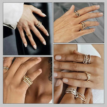 Load image into Gallery viewer, A Niche Two-Color Four-Ring Copper Jewelry Ring, Hypoallergenic, Ins Style, Stacking Artifact, Suitable For Young Wome Jewelry