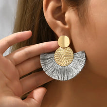 Load image into Gallery viewer, Fashion Bohemian Big Tassel Dangle White Fringe Female Earrings Drop Earrings for Women Statement Wedding Jewelry
