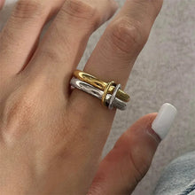 Load image into Gallery viewer, A Niche Two-Color Four-Ring Copper Jewelry Ring, Hypoallergenic, Ins Style, Stacking Artifact, Suitable For Young Wome Jewelry