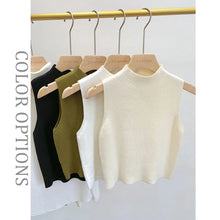 Load image into Gallery viewer, Women&#39;s Knitted Tank Top - Slim Sleeveless Sweater for Summer &amp; Fall