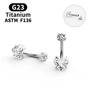 Titanium Heart Crystal Belly Button Ring Dangle Navel Piercing Jewelry