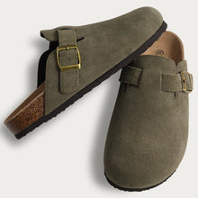 Load image into Gallery viewer, Comwarm Fashion Women's Suede Mules Slippers Men Clogs Cork Insole Sandals With Arch Support Outdoor Beach Slides Home Shoes
