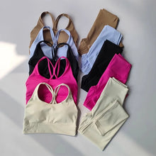 Load image into Gallery viewer, 2pcs Women Seamless Yoga Set Sport Suit Gymwear Workout Clothes Gym Crop Top High Waist Legging Fitness Bra Set Sports Suits
