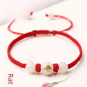 12 Zodiac Signs Woven Bracelet - Red Hand Rope Night Light Stone Astrology Jewelry