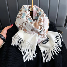 Load image into Gallery viewer, Women Winter Cashmere Scarf Embroidered Thick Shawl Wrap
