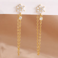 Load image into Gallery viewer, Luxury Stainless Steel Star Dangle Earrings For Women Sparkling Zircons Geometric Ear Piercing Earring Fashion Jewelry aretes