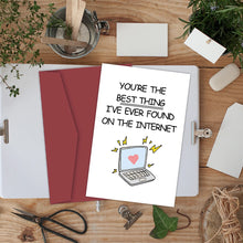 Load image into Gallery viewer, Funny Online Dating Card, Anniversary Card for Him Her, Birthday Card for Online Lover, Cyber Love Greeting Card for Men Women