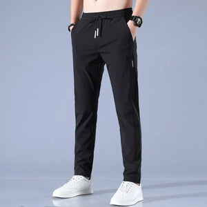 Men's Ice Silk Pants - Summer 2023 Business Casual Straight Leg Elastic Sweatpants