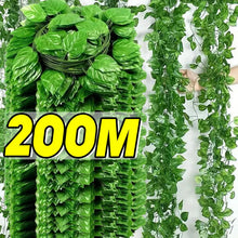 Load image into Gallery viewer, Artificial Green Ivy Leaf Rattan Creeper Leaves Vine Hanging Garland DIY Fake Flowers Plants for Garden Wedding Party Home Decor