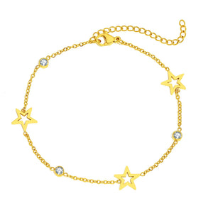 Stainless Steel Crystal Zircon Star Pendant Bracelet for Women - Best Friend Gift