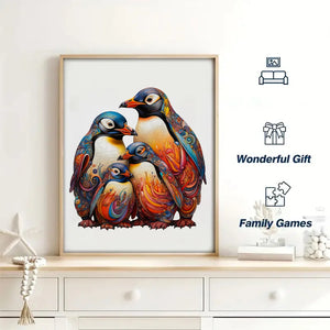 Wooden Penguin Puzzle - Irregular Animal Shape, Gift Box, Stress Relief & Family Fun