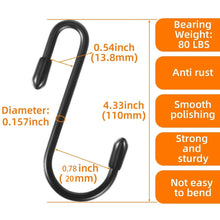 Load image into Gallery viewer, 10pcs 6.2cm Heavy-Duty Black S-Shaped Hooks for Kitchen, Bathroom, Bedroom, Office