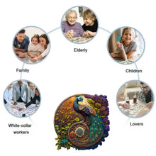 Load image into Gallery viewer, Round Peacock Wooden Jigsaw Puzzle Irregular Animal Shaped Wooden Puzzle Adult Puzzle Toys Festival Gift For Friends and Family