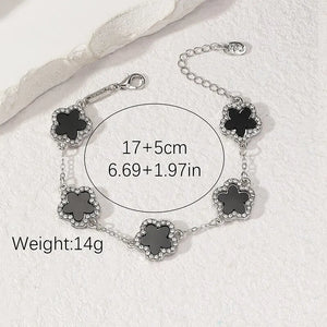 Flower Shape Bracelet Multi Colored Cubic Zirconia Adjustable Chain Sweet Style Jewelry