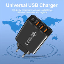 Load image into Gallery viewer, Type C USB Quick Charger: 4 Port PD Cell Phone Power Adapter White