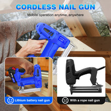 Load image into Gallery viewer, 2 in 1 Heavy Duty Electric Nailer with Battery and Charger, 500 Nails and 500 Staples, Nailer for DIY Woodworking Furniture