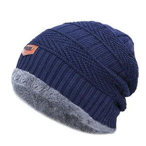 Men's & Women's Winter Beanie Hat - Thick Knitted Cap with Fur Lining, Warm Gorro