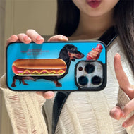Korean Ins Lovely 3D Hot dog Cute Band Aid Bracket Phone Case For iPhone 17 Air 16 15 14 13 12 11 Pro Max Plus Kawaii Y2K Cover