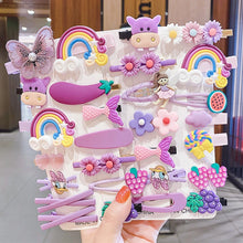 Load image into Gallery viewer, 14PCS Baby Girl Hair Clips Set - Flower Fruit Cartoon Barrettes &amp; Rubber Bands