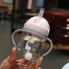 Load image into Gallery viewer, 250ml Pink Baby Drinking Cup - Wide Caliber Feeding Bottle with Straw
