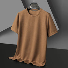 Load image into Gallery viewer, Short sleeved Polo shirShort sleeved Waffle Solid Polot fashion splicing men's round neck top cotton daily short sleeved T-shirt