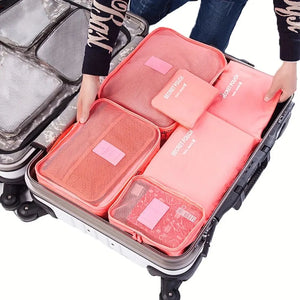 6pcs Travel Luggage Packing Cubes Clothes Storage Bag Organizer Set Foldable Pouch
