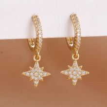 Load image into Gallery viewer, Luxury Stainless Steel Star Dangle Earrings For Women Sparkling Zircons Geometric Ear Piercing Earring Fashion Jewelry aretes