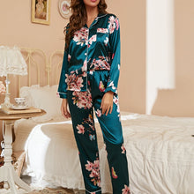 Load image into Gallery viewer, Women Satin Pajama Casual Sleepwear Home Clothes Suit Autumn Long Sleeve Button Up Top &amp; Pants Nightwear Loungewear Pyjama Femme