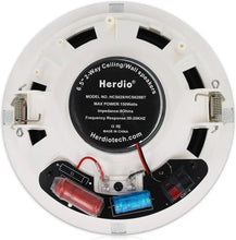 Load image into Gallery viewer, Herdio 2PCS 6.5 Inch Home Audio 300W Ceiling Bluetooth Speaker Home Recessed Speaker System For Indoor Kitchen Bedroom Bathroom