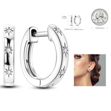 Load image into Gallery viewer, 925 Silver Hoop Earrings  For Woman Pendientes Zircon Heart Shape Star Eardrop Original Earring Fashion Jewelry
