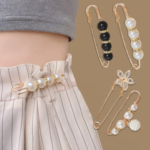 4PCS Waist Adjustment Buckle Pearl Brooch Fashion Uniform Clothing Decor Accessory