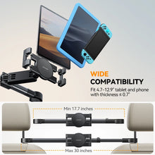Load image into Gallery viewer, Joyroom Car Headrest Tablet Holder with 2 Hooks Backseat Car Tablet Phone Holder With Extension Arm For 4.7-12.9" Tablet/Phones