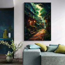 Load image into Gallery viewer, Japanese Street Scenery Sakura Architecture Canvas Posters and Prints Wall Art Paintings Mural for Modern Living Room Home Decor