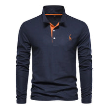 Load image into Gallery viewer, AIOPESON 2023 New Men's Deer Embroidery Polo Shirts Solid Color Long Sleeve Social Business Male