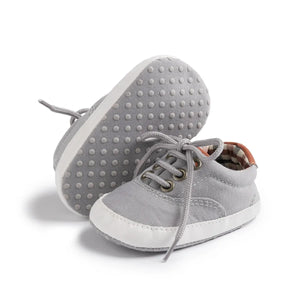 Meckior Baby Canvas Sneakers Lace-up Anti-Slip Sport First Walkers Infant Shoes