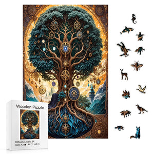 Colorful Tree Wooden Puzzle: Irregular Animal Shaped Jigsaw, Christmas Gift