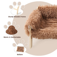 Load image into Gallery viewer, Large Cat Bed Sturdy Wooden Leg Raised Plush Cat Sofa Bed Kitten Bed for Indoor Cats - Soft Cat Couch