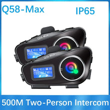 Load image into Gallery viewer, Q58-MAX Motorcycle Helmet Bluetooth Headset Intercom LED Lighting Dual 500M IP65 Rateddeep Waterproof Stereo FM Radio Interphone