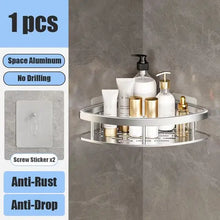 Load image into Gallery viewer, Bathroom Shelf No Drill Wall Mounted Shampoo Bottle Shower Corner Rack Toilet Storage Rack Aluminum Bathroom Kitchen Accessories