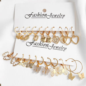 10pcs Butterfly Earrings Set! Gold Tone Summer Jewelry